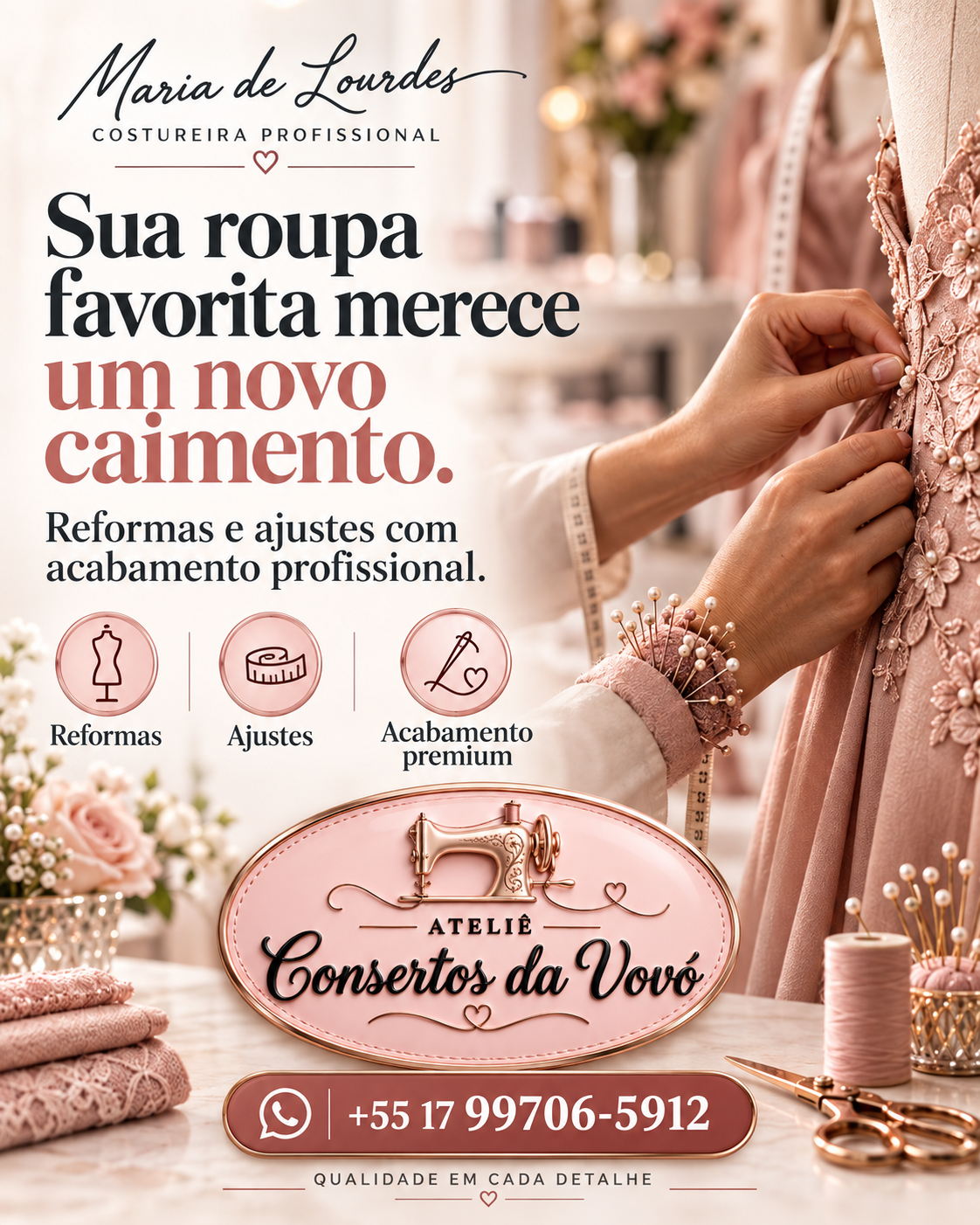 Reformas e ajustes — Um novo caimento para a sua roupa favorita, com acabamento profissional.